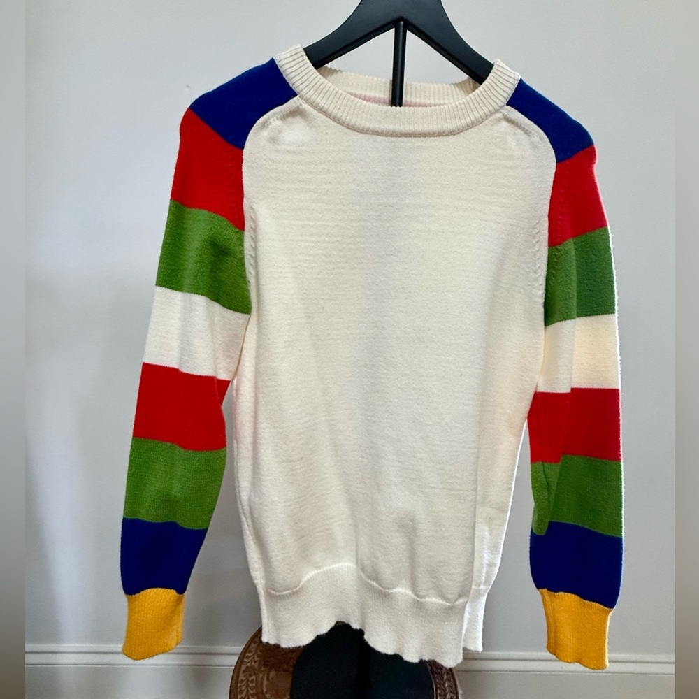 Multicolor Striped Women's Crew Neck Sweater